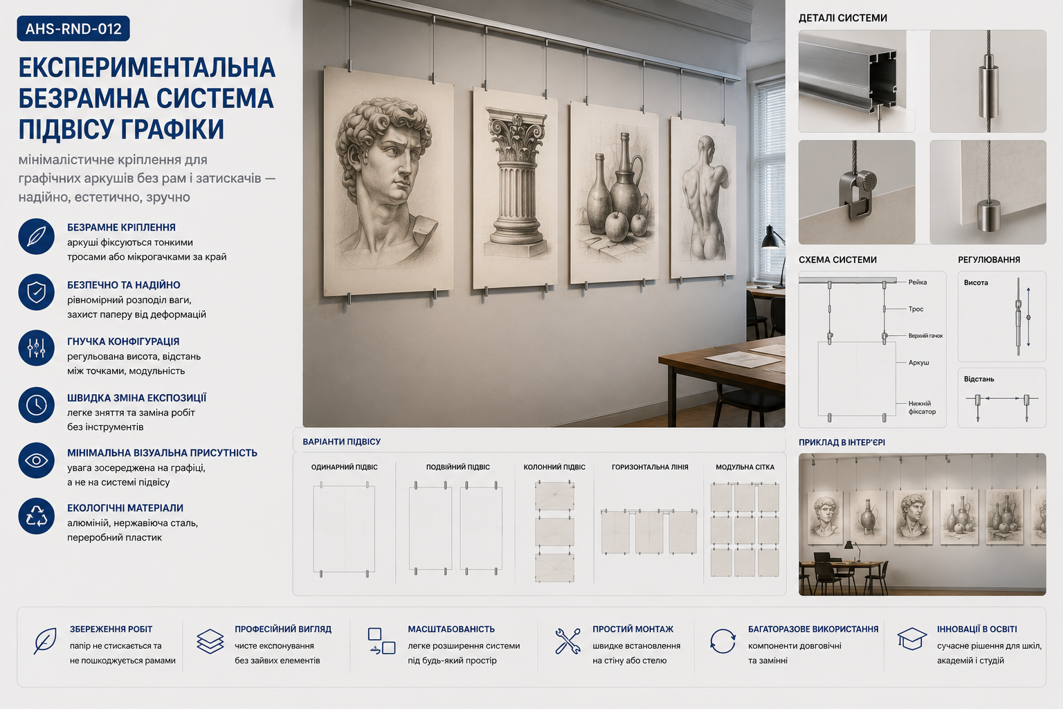 Експериментальна безрамна система підвісу графіки
