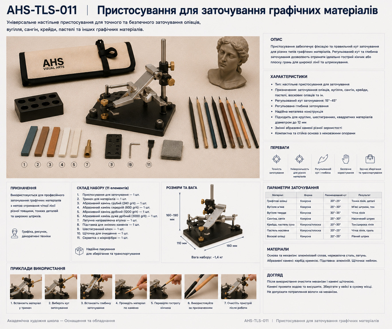 Пристосування для заточування графічних матеріалів